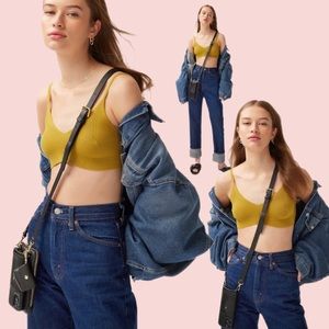 HAILEY Leather Crossbody Bandolier in Black/Gold used- great condition!